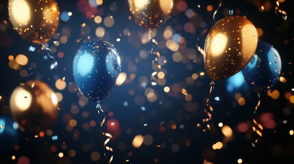 Midnight party scene with glittering serpentine and confetti