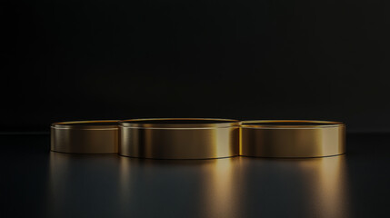 a luxurious gold podium placed against a sleek black background