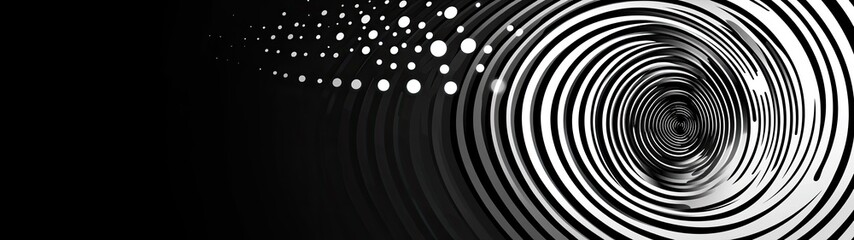Fototapeta premium Abstract black and white spiral with dots.