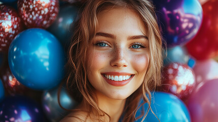 Fototapeta premium blogueira com balões celebração feriado 