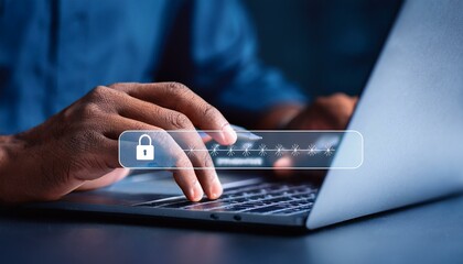 StruCyber security and Security password login online concept Hands typing and touch ID username and password of social media, log in with computer to online Important informationcture Reference Image