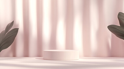 pastel linen background with shadow, podium,luxury style
