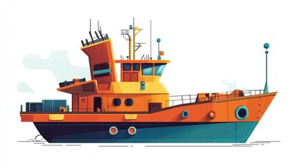 Obraz premium transport vessel flat design side view shipping economy theme cartoon drawing vivid