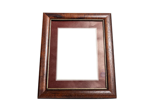 Brown Wooden Frame Isolated on White Background