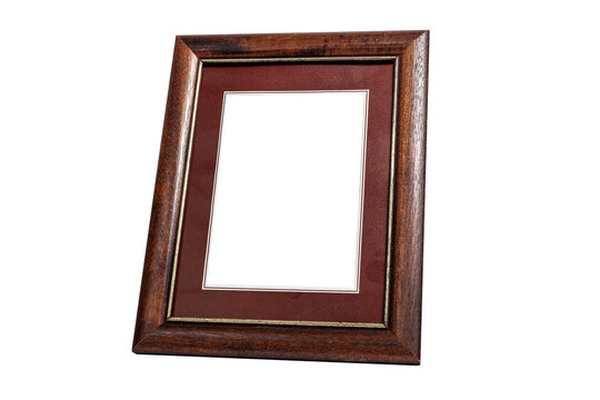 Brown Wooden Frame Isolated on White Background