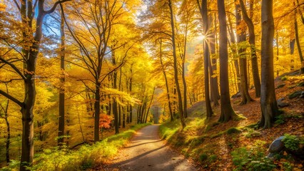 Fototapeta premium Picturesque Autumn Path Through a Tranquil Forest