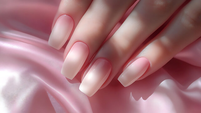 A beautiful woman's slender and fair hand, with painted nails, delicate skin