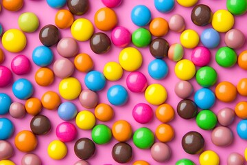 Obraz premium top view of multicolored candies on multicolored background