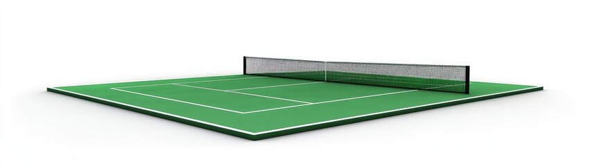 3D rendering of a tennis court with net.