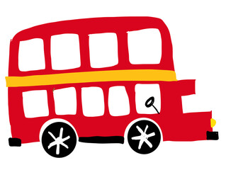 cute red london double decker bus illustration doodle hand drawn png transparent digital planner sticker cutout clipart © doodlyanddeva