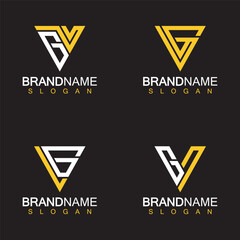 Alphabet Letters VG or GV logo design template