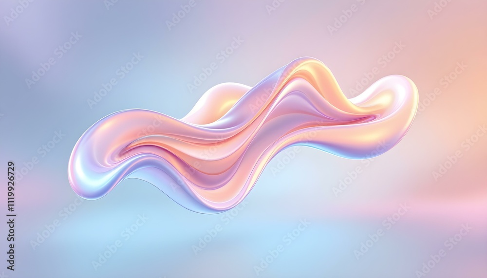Leinwandbilder this 3d modern geometric background is made up of a 3d holographic liquid wave, iridescent chrome fl