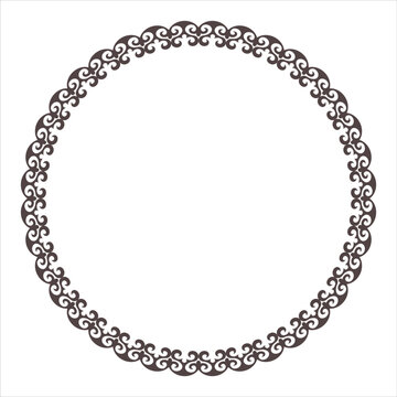 recommend clip art: Round Kazakh carpet ornament frame. Ornamental elements and motifs of Turkic, Kazakh, Kyrgyz, Uzbek, national Asian decor for plate, textile, print design, embroidery, sandblaster. Circle Kazakh frame