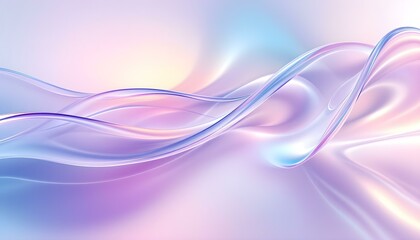 Transparent glass morphism modern texture. Holographic curved wave in motion. Gradient design element. Macro glass 3d Y2K renders an abstract background. Trendy futuristic motion design banner.