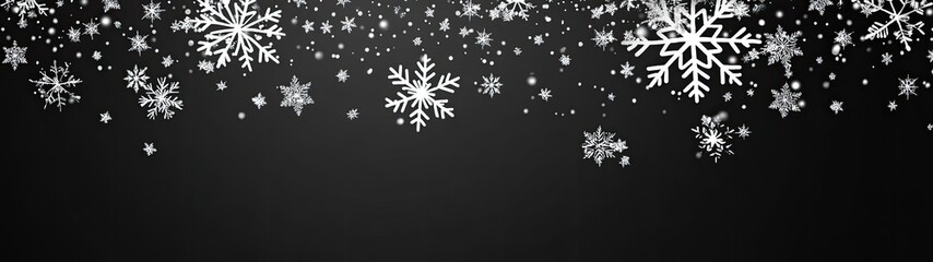 Silver snowflakes falling on black background. (1)