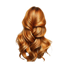 Fototapeta premium Beautiful Copper Hair with Wavy Texture on Transparent Background
