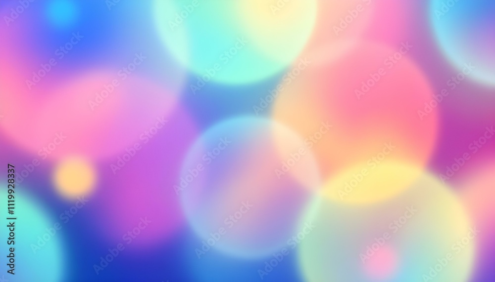 Aufkleber Colorful background with abstract neon shapes in gradient pastel colors. Poster with blurred effect. Asymmetric composition. Abstract blurred gradient fluid background design
