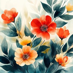 Vibrant Watercolor Floral Arrangement with Soft Hues