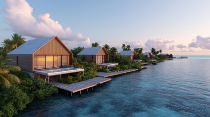 Obraz premium Coastal Community with Beautiful Panoramic View