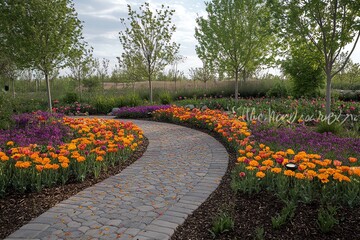 Obraz premium A Scenic View of a Garden in Full Bloom