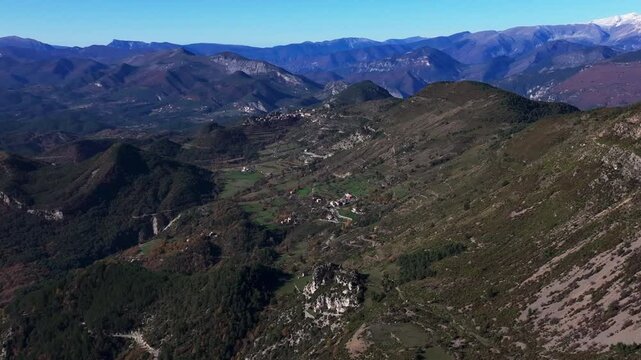 Large angle view of the Mount Brune in the Alpes Maritimes in France