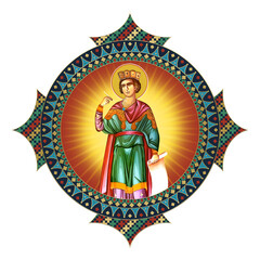 Obraz premium Saint Solomon. Religious decorative dome. Christian illustration in Byzantine style isolated on white background
