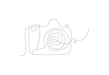 Continuous one line Camera drawing, Photography icon, Vector illustration