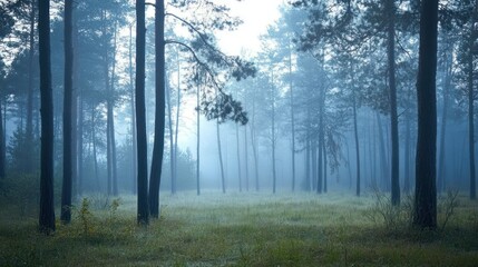 Misty Forest Enchantment: A Serene Morning in the Woods
