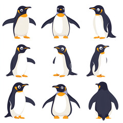 Obraz premium set of penguins on white