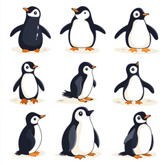Obraz premium set of penguins on white