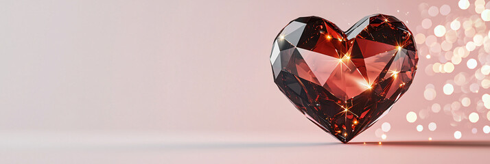 Illuminated Geometric 3D Heart and Bokeh for Heart Health Campaigns on Isolate Pink Bankground