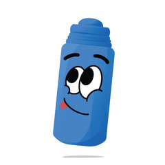 happy drinking bottle mascot illustration for design. cute and playful concept. camping, travelling, backpacker, summer, hiking, adventure and recreation themes