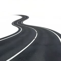 A Winding asphalt road png isolated on transparent background
