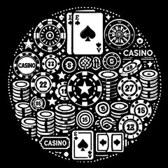 Obraz premium casino icon minimalist vector black and white