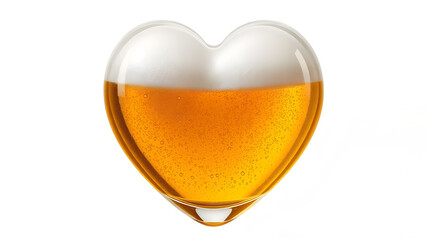 Beer lover 3d illustration, heart shape stylized for glasses filled with beer,Love beer concept.