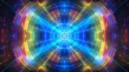A captivating, kaleidoscopic image featuring a symmetrical, multi-layered design.