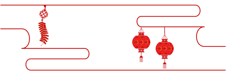 Fototapeta premium illustration firecracker and lentern for a background