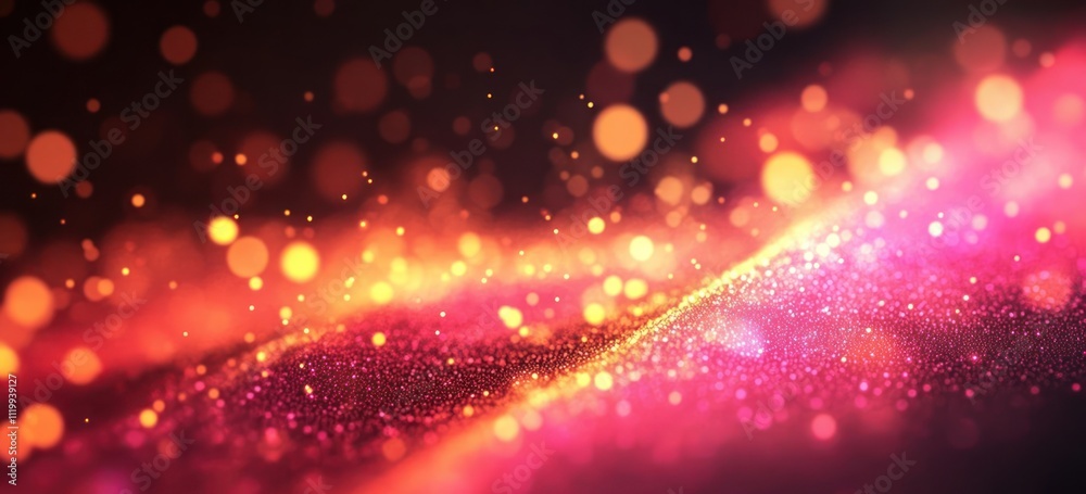 Poster a vibrant abstract background featuring glowing particles and light effects.