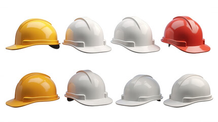 Isolated Construction Safety Helmets Illustration on Transparent Background for Design Use
