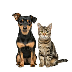 Obraz premium A dog and a cat stand full-length png isolated on transparent background 