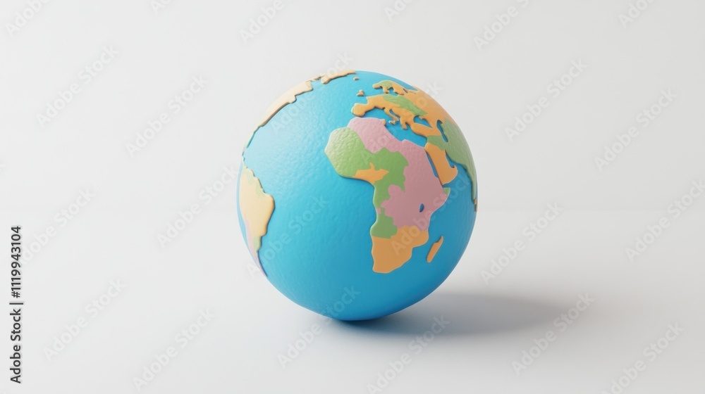 Poster a colorful globe highlighting africa and surrounding regions on a simple background.