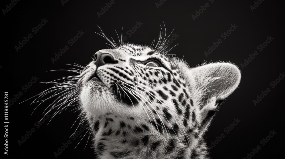 Poster A close-up of a leopard's face, showcasing its distinctive spots and expressive features.