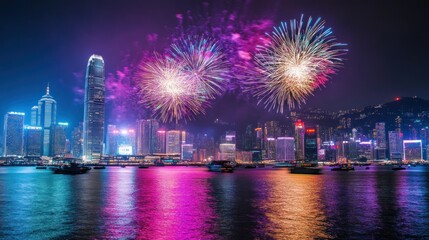 Vibrant Hong Kong Fireworks Spectacle