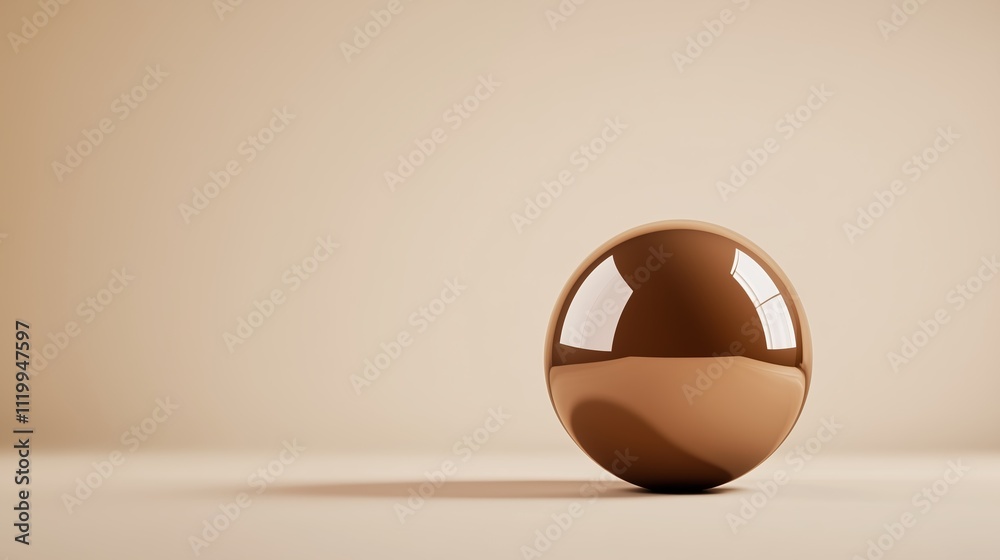 Poster reflective sphere illuminated in soft light on a textured surface showcasing smooth curves and subtl