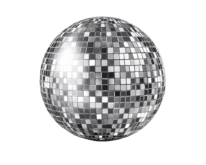 a silver and black disco ball