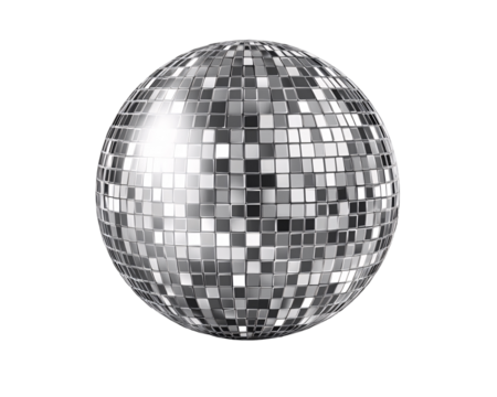 a silver and black disco ball