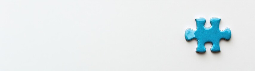 Obraz premium Single blue puzzle piece on white background.