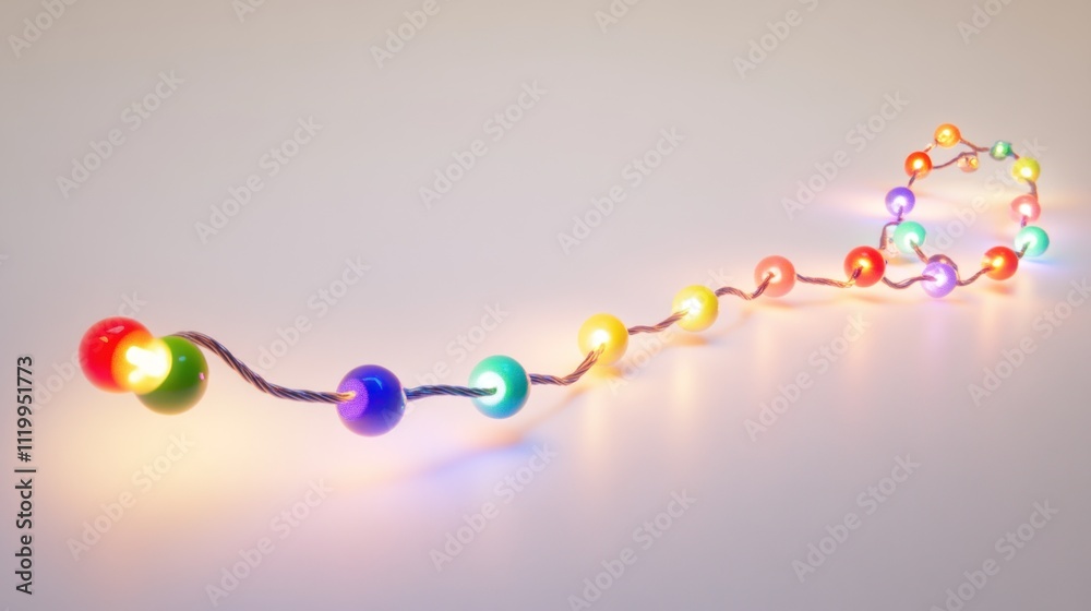 Poster A colorful string of decorative lights winding across a surface.
