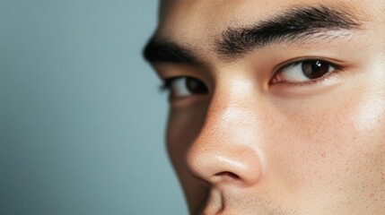 Obraz premium 春のコンセプトを受け入れる男性の瞑想的な肖像画