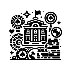 Obraz premium casino icon and illustration vector black and white